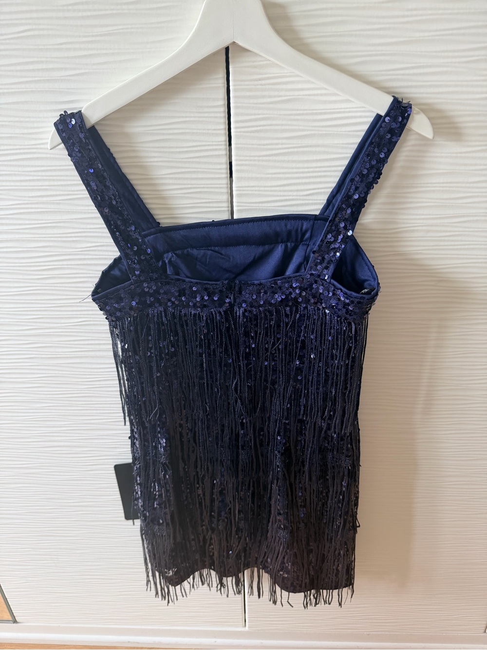 Lulu's Navy Sequin Fringe Mini Dress size small - Picture 2 of 4